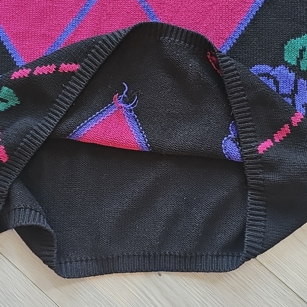 Vintage Casual Corner Floral Rose Argyle Mock Neck‎ Sweater, Med - Picture 4 of 12